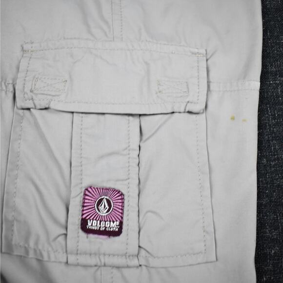Y2K vintage Volcom light khaki skater low rise cargo capri pants Junior's size 5 - Picture 7 of 9